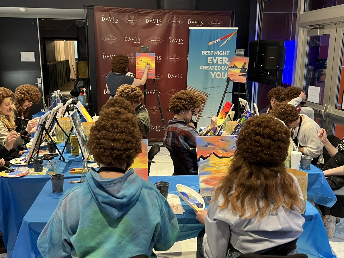 Learning to paint some happy little trees and mountains with Pinots Palette at the <a href="/DavisTheater/">Davis Theater</a> Chicago, in celebration of <a href="/IFCFilms/">IFC Films</a> #PaintMovie, opening nationwide Friday April 7!