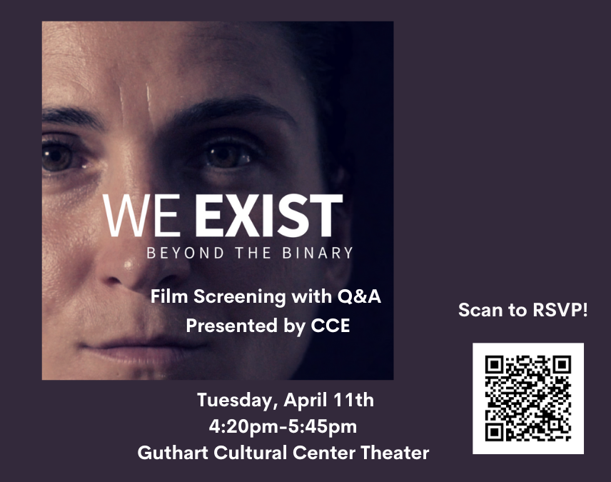 HofstraCCE's tweet photo. Please join us on April 11 at 4:20 p.m. for the “We Exist Beyond the Binary film screening,” followed by Q&amp;A! RSVP at https://t.co/R4agvZrL7b. https://t.co/LLGE5Vh0G7