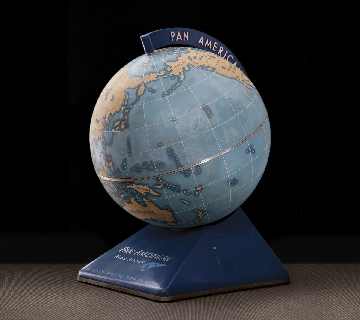 SFOMuseum's tweet photo. Visitors to the Aviation Museum will no doubt recognize this large #PanAm floor globe! Long before joining our collection, it was displayed in the lobby of Building One on Treasure Island during the 1939-40 Golden Gate International Expo. #52objects https://t.co/NtbTGKfaY7