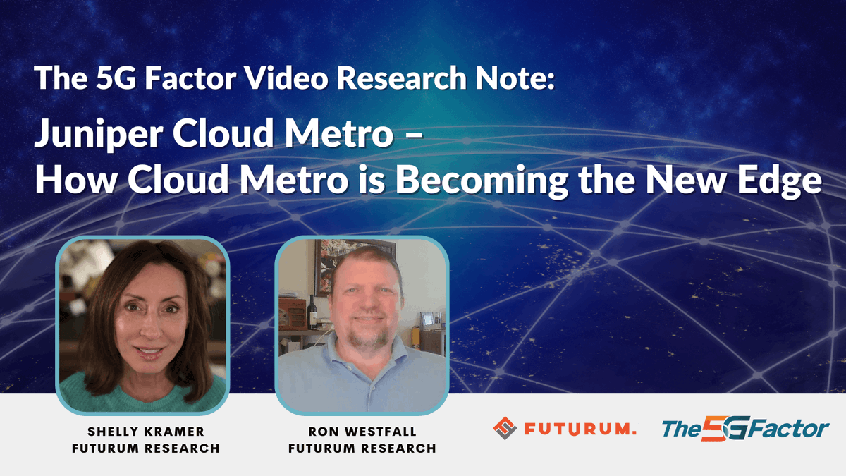 TheFuturumGroup's tweet photo. #5GFactor Video Research Note: @FuturumResearch analyst @ShellyKramer & @RonWestfall assess how @Juipter #CloudMetro is becoming the “New Edge”, where lots of data traffic action is expected to take place, including across #5G networks. https://t.co/xTQOudcKGs
#Juniper #cloud https://t.co/kRfUV2hApJ