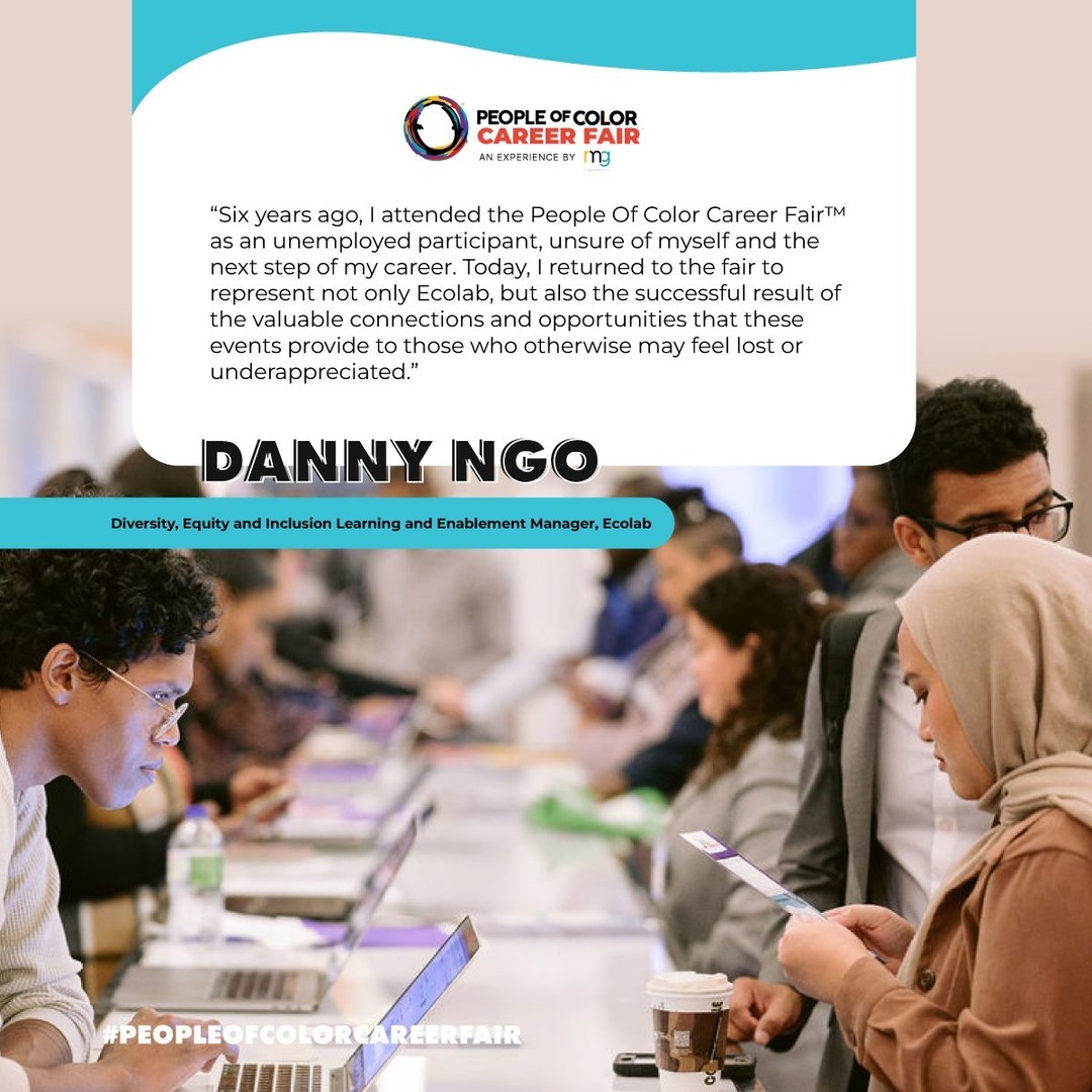 POCCareerFair's tweet image. We❤️a good full circle moment! Now, to all the #ProfessionalsOfColor in #Minnesota, let Danny's story inspire you to take a step towards moving your career forward. Employed, underpaid, undervalued, or underemployed you need to be in the room! 

REGISTER:👉🏾peopleofcolorcareerfair.com