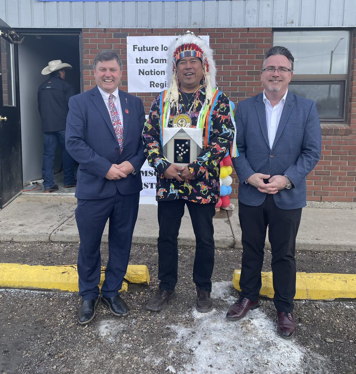 Richard4Alberta's tweet image. This morning, I was joined by @DaleNally_AB and Chief Vern Saddleback of @SamsonCree to announce the work being done to bring the first registry office on reserve land in Alberta, right here in Maskwacis. I’m so proud to help bring equitable services to Indigenous communities!