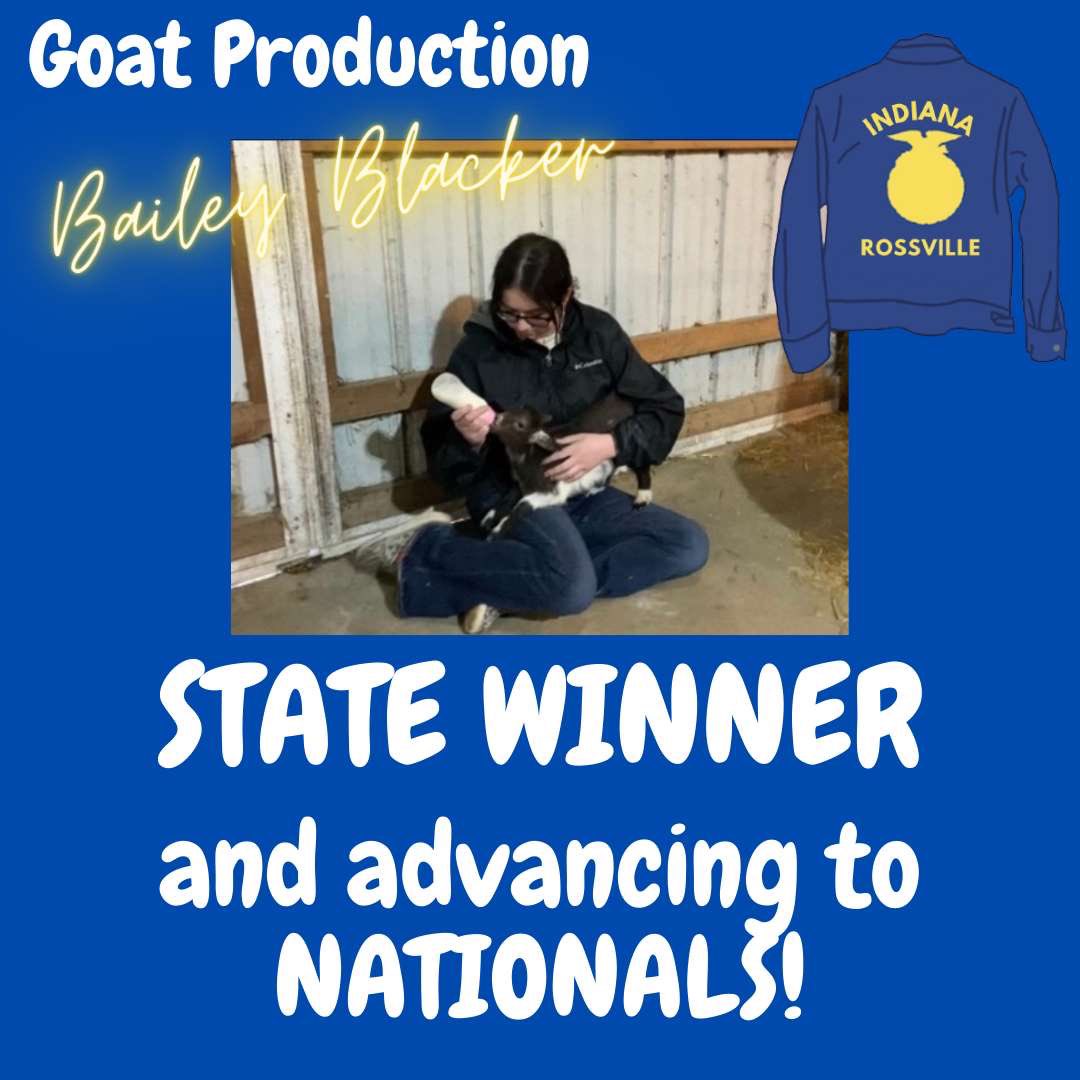 Congratulations to Bailey Blacker on her STATE WINNING Goat Production Proficiency! 
Her Proficiency will now be moving on to NATIONALS!