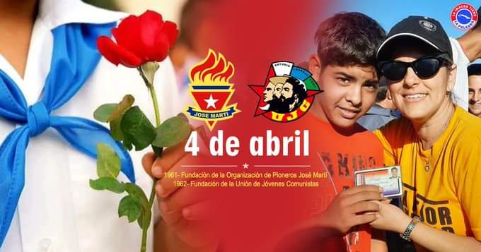 CamagueyDPE's tweet photo. De fiesta este 4 de Abril nuestros  pioneros y jóvenes. Ustedes son los hombres y mujeres del mañana y el relevo seguro de la Patria. Muchas felicidades. #UnaMejorJuventud #EducadoresCamagueyanos #CubaMined  @escuredo_mercy @elsa_ena https://t.co/J4Y4WDSwYo