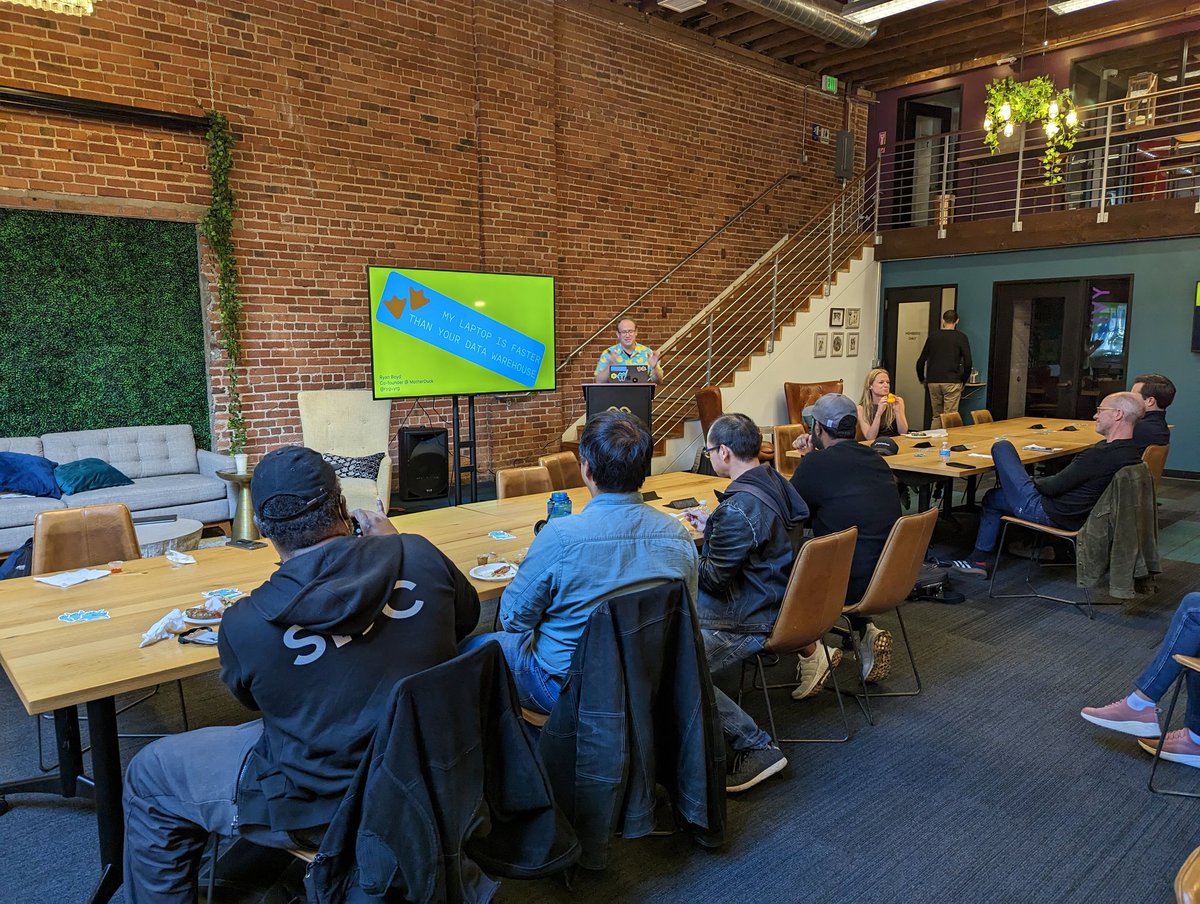 Classic_Ankit's tweet photo. Kicking off our @lakeFS &amp; @duckdb event! First up is @ryguyrg! 

#data #datamanagement #DataScience #dataengineering #DataAnalytics https://t.co/r04IqubdbL