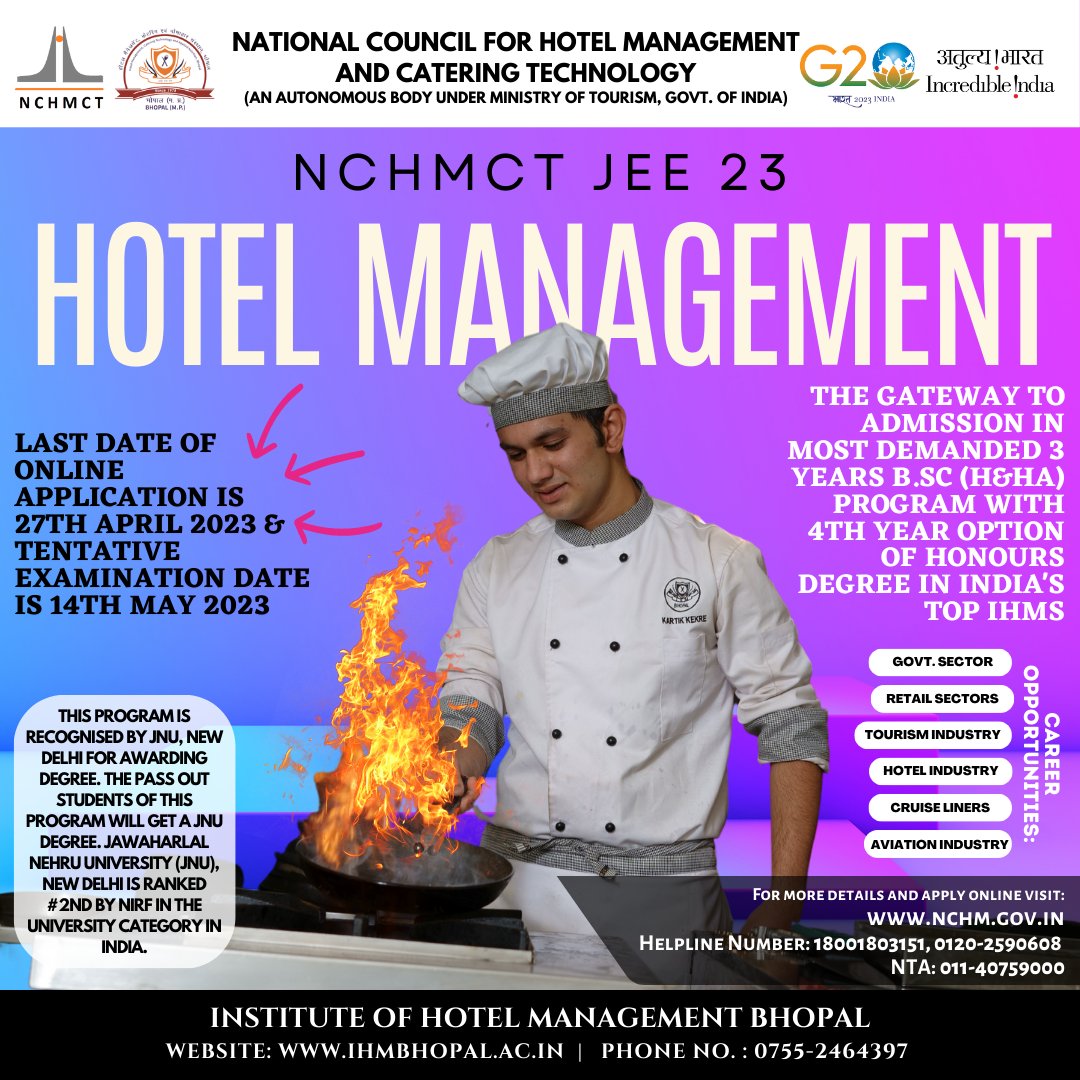 ADMISSION OPEN FOR HOTEL MANAGEMENT 2023
#IHM #IGNOU #mptourism #HOTELMANAGEMENT #education #Tourism
<a href="/MPTourism/">Madhya Pradesh Tourism</a>
<a href="/NCHMCT_NOIDA/">NCHM-IH, Noida</a>
<a href="/nchm_noida/">National Council for Hotel Mgmt & Catering Tech</a>
<a href="/tourismgoi/">Ministry of Tourism</a>
