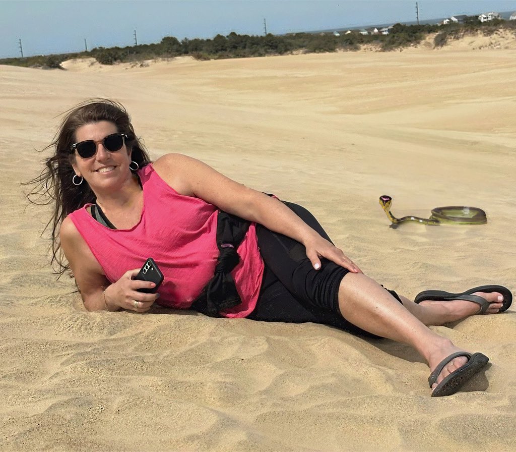 Lula_Bauer's tweet image. At Jockey Ridge Dunes with @CoachMarieMJX and Diane Poole….and this happened.  
#picsart #allinfun