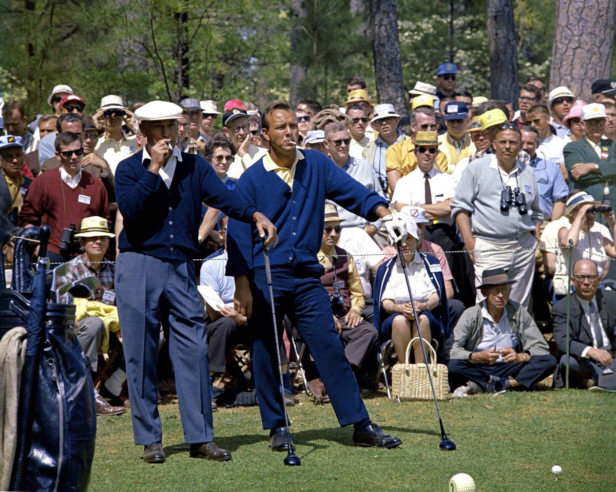 Ben Hogan and Arnold Palmer at The Masters, 1966.