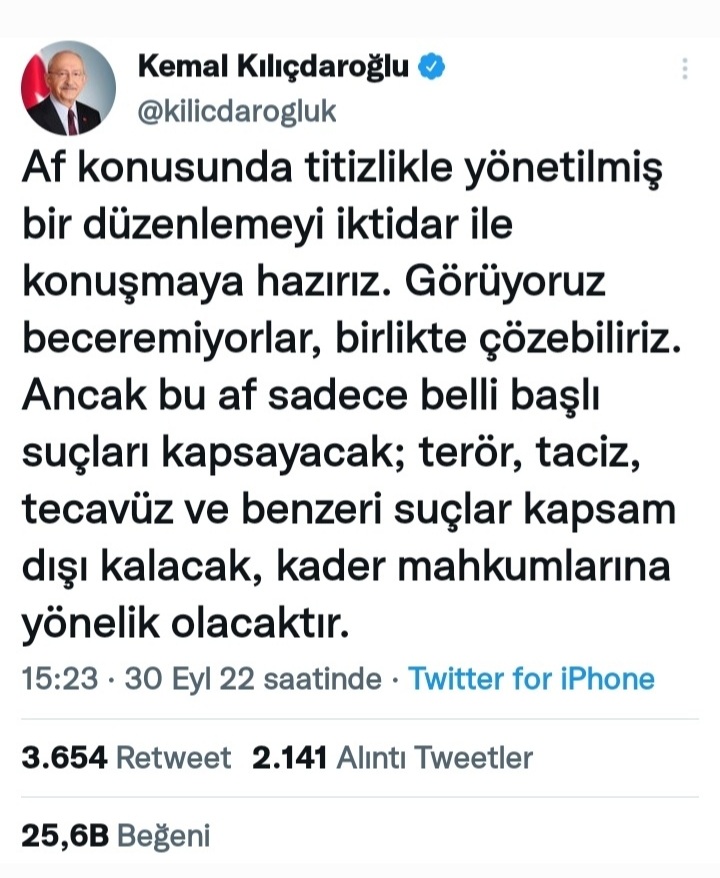 Siyasette bize mecbursunuz dönemi bitmiştir. 
Diyarbakır anneleri adına bölücü  PKK'lı teröristler dahi affedilmisken 
Milyonlarca Kader Mahkumu yakınına kimse beka masalı anlatamaz.
Fetöcu yargıçların tezgahından geçtik. 
#AdaletAfİstiyoruz <a href="/tcbestepe/">T.C. Cumhurbaşkanlığı</a>
<a href="/Akparti/">AK Parti</a> <a href="/TBMMGenelKurulu/">TBMM Genel Kurulu</a>