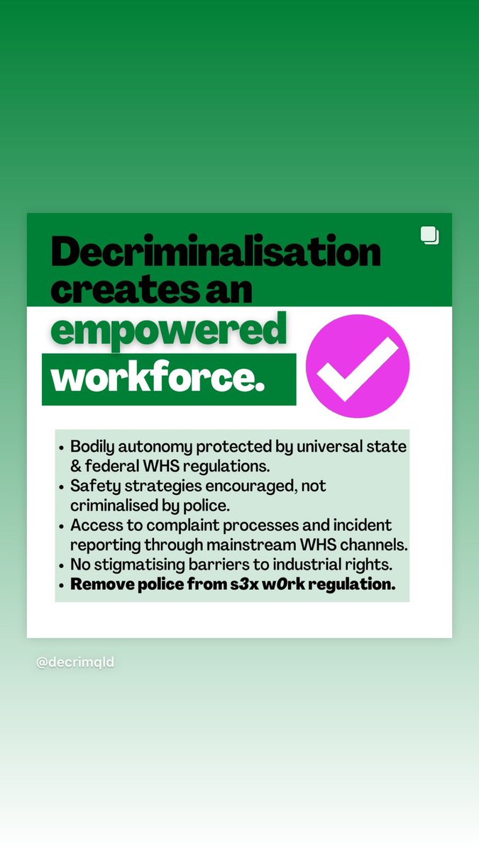 No stigmatising barriers to industrial rights.
REMOVE POLICE from regulating S3X WORK.
#WHS #LabourRights #Safety #HumanRights