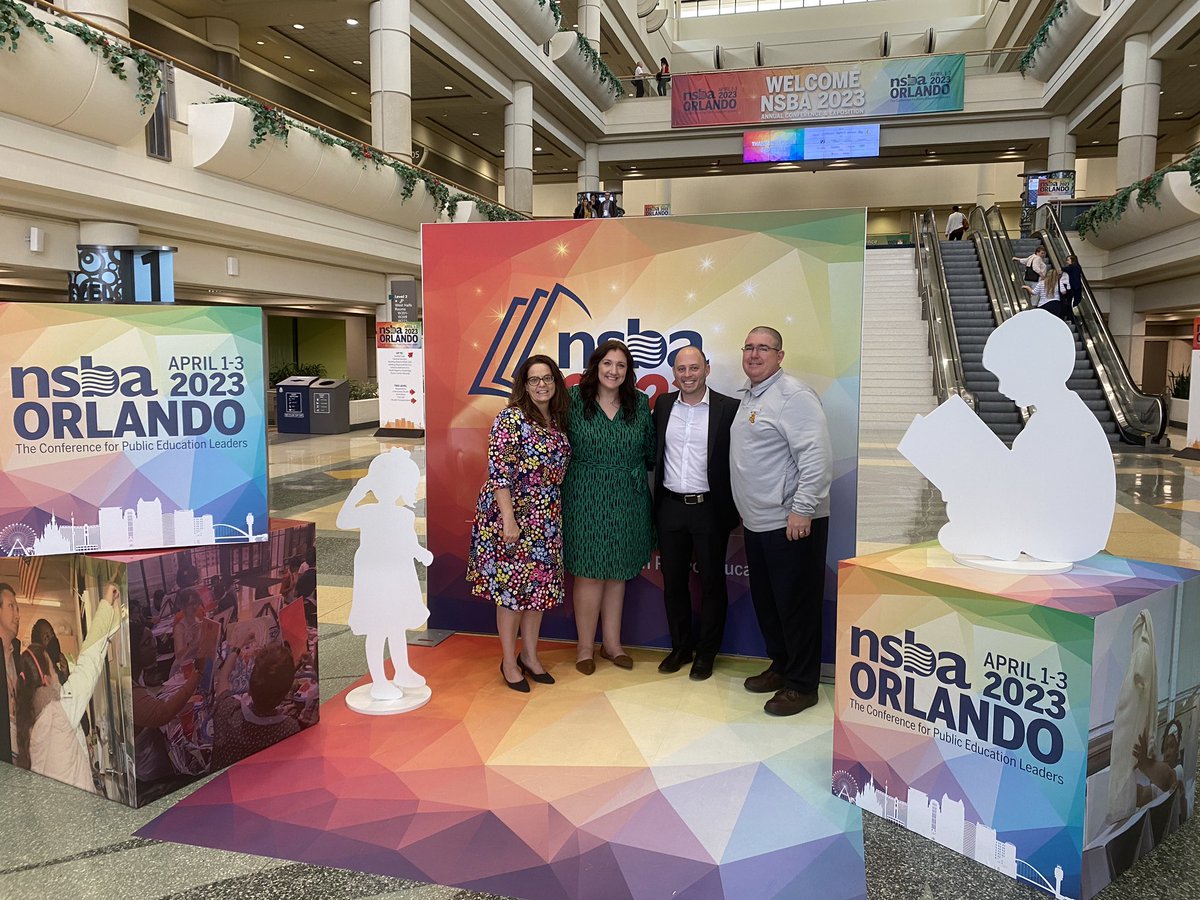 Third presentation in one week done! Such an honor presenting with my colleagues at #NSBA23. We love sharing our mascot story with other school districts!