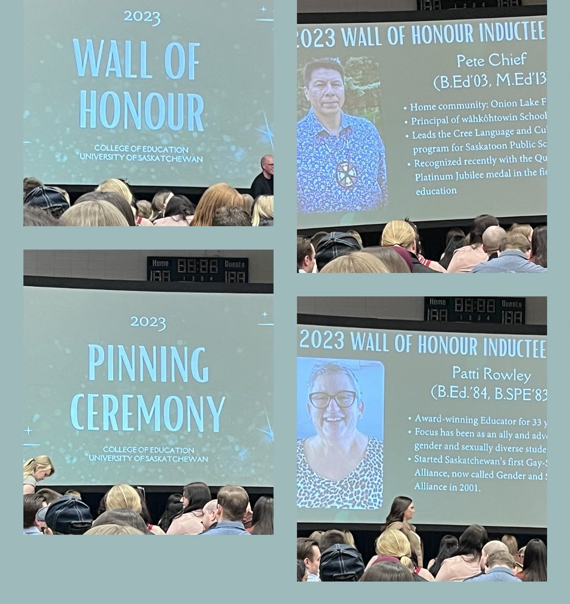 prairieacademic's tweet photo. Wall of Honour displays two #spsd heroes at the 2023 Education Pinning Ceremony. https://t.co/wyFBgkrAli