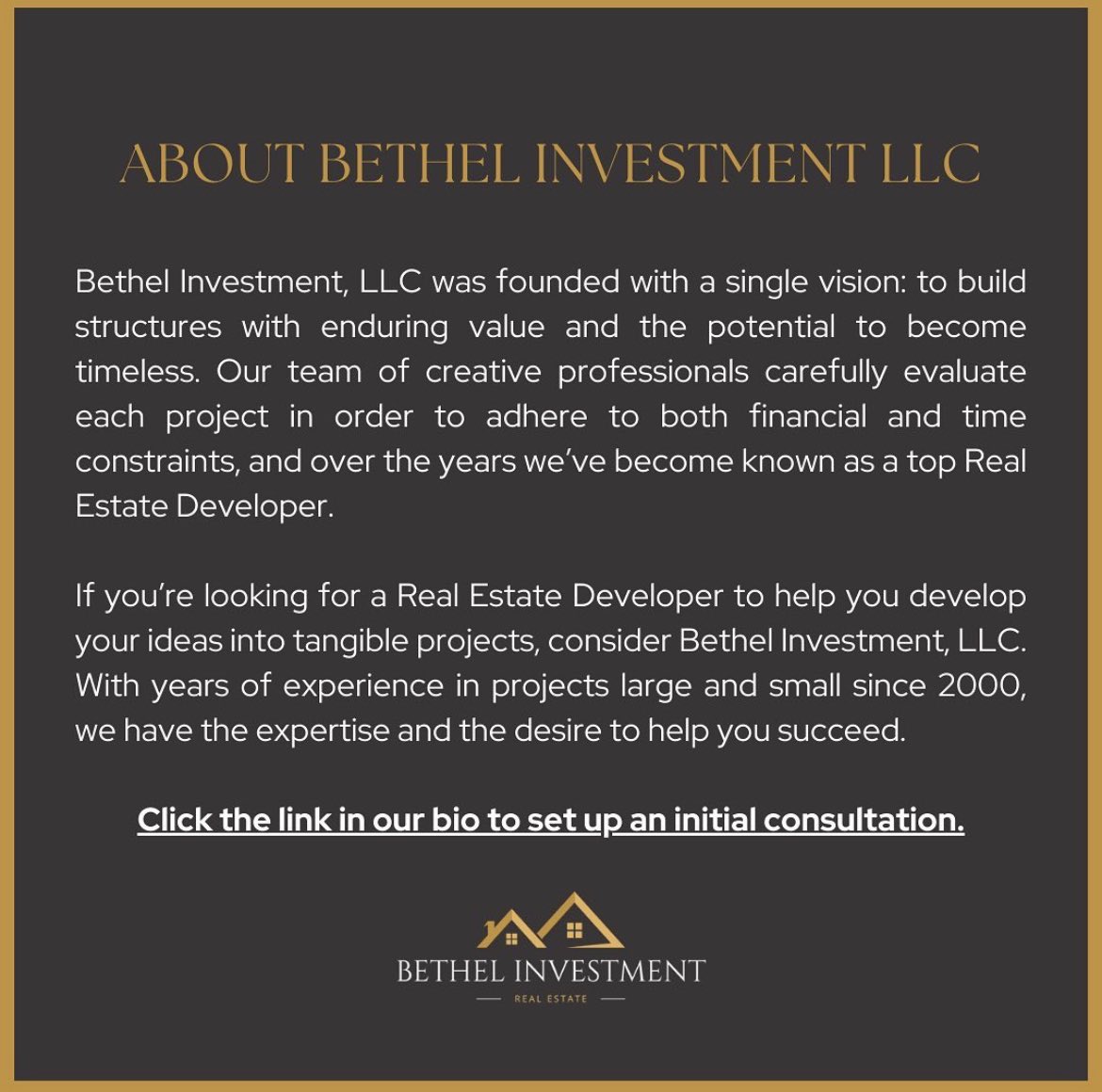 Bethel Investment, LLC was founded with a single vision: to build structures with enduring value and the potential to become timeless. consultation.

#Bethellnvestment #NewJersey #NJHomes #NJLocal #NewJerseyLife #NJRealEstate #NJRealty #NJRealtor #NJRealtors #NewJerseyRealEstate
