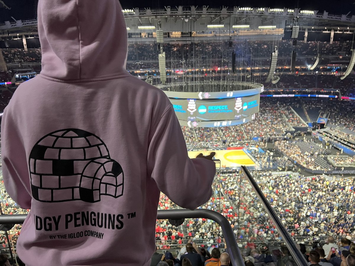 taxninja's tweet photo. Reppin the @pudgypenguins at the NCAA Championship Game! https://t.co/1qwVEsKM10
