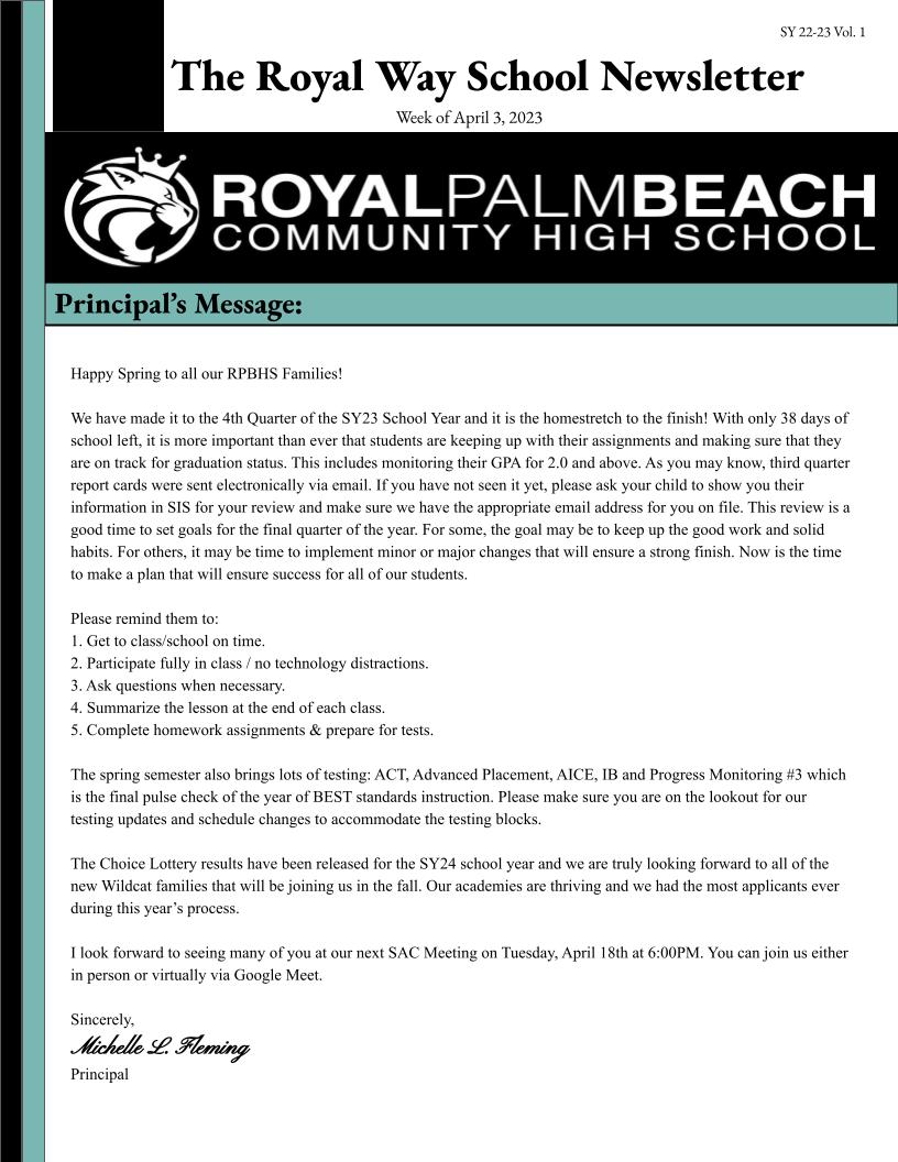 RPBHSOfficial's tweet image. Families and Guardians, we have so many fabulous happenings at Royal Palm Beach High School.  Check out our fabulous newsletter.
online.fliphtml5.com/ybtmw/yvbp/#p=1