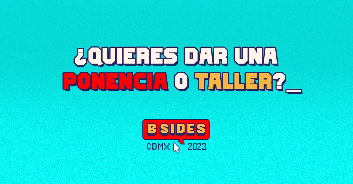 ¿Quieres participar como Speaker en BSidesCDMX 2023? Recuerden que nuestro Call for Papers and Workshops está abierto hasta el 16 de Junio.

bsidescdmx.org/cfp

#infosec #cfp #cfw <a href="/SecurityBSides/">Security BSides</a> <a href="/cfp_time/">@cfp_time@infosec.exchange</a> <a href="/infosec_cfp/">InfoSec CFPs</a>