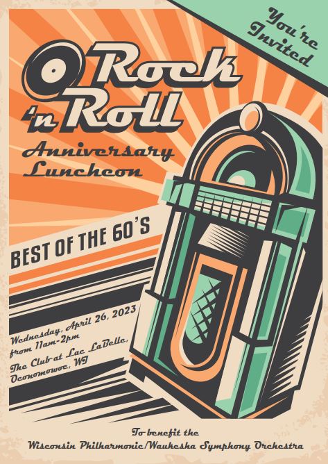 You're Invited!  Rock 'n Roll Anniversary Luncheon - Wednesday, April 26, at The Club at Lac La Belle featuring ELVIS impersonator, Tony Davis! Text 414-350-8713 for reservations today!
