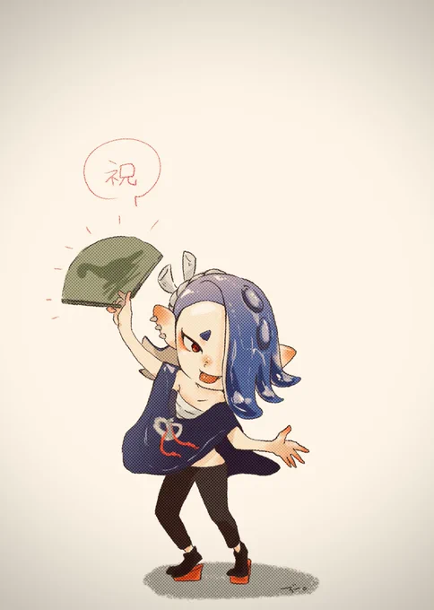 遅刻だけどネッシーのフウカちゃんおめでとさんの絵、寝る前に描いたらくがき 