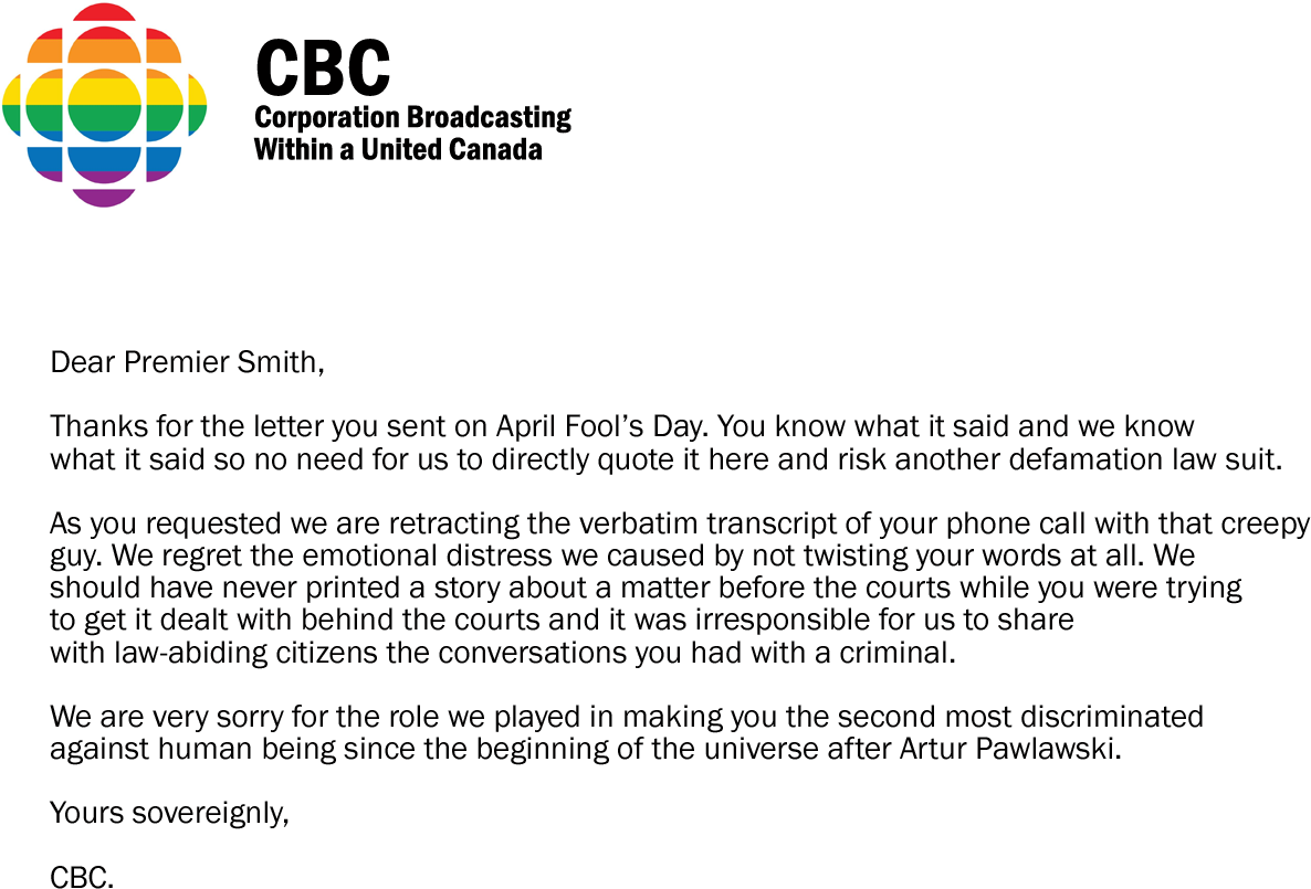 AB_MD_WarRoom's tweet photo. We went ahead and wrote the retraction and apology for you @CBCNews https://t.co/p1AUvE9QlN
