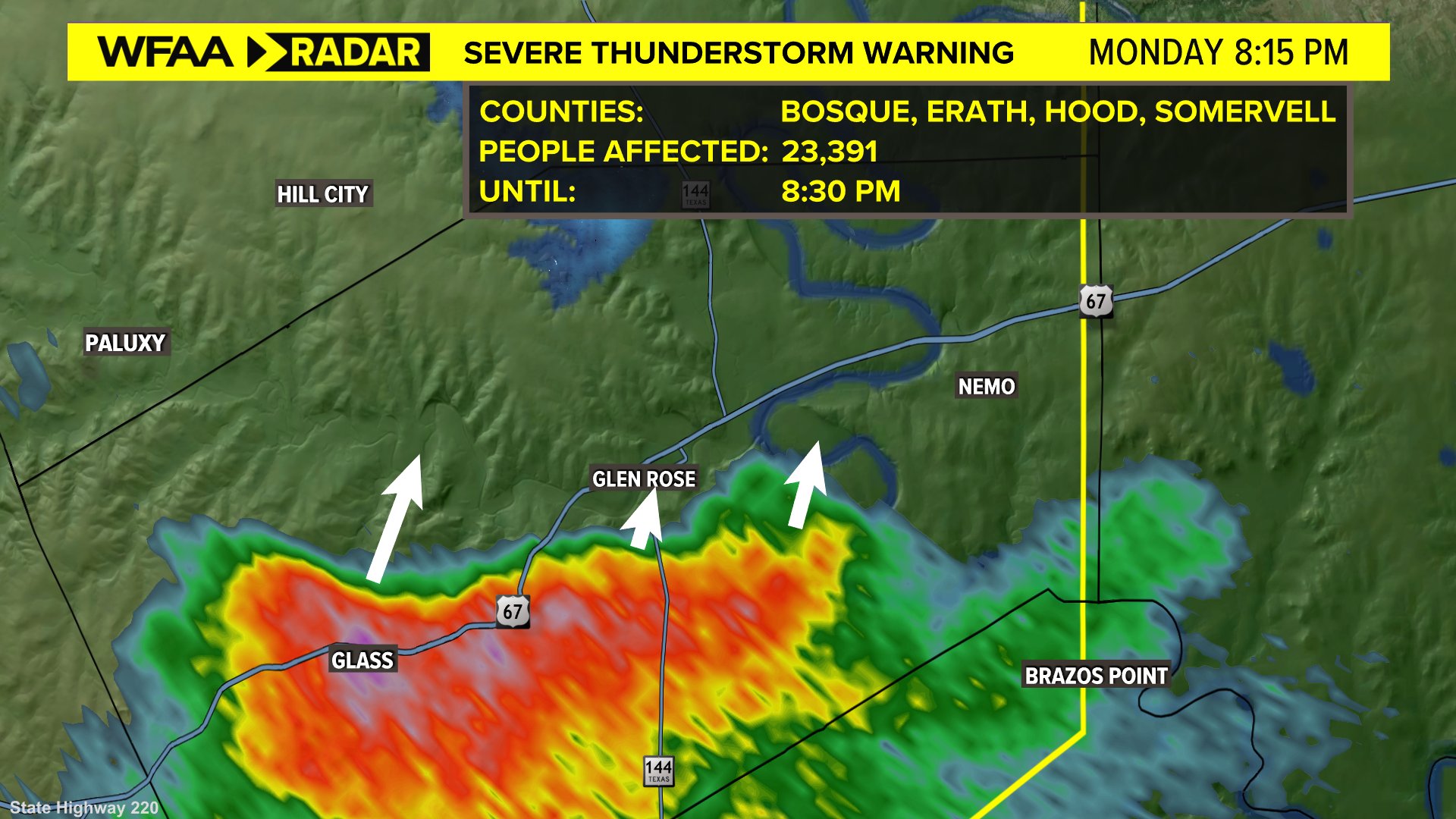 Pete Delkus on Twitter "815pm Hail storm moving into Glen Rose at