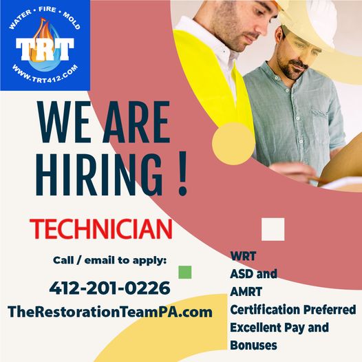 We are hiring!!! Seeking a reliable technician with #waterrestoration, #moldremediation, #firedamage, and #structuraldrying experience. We offer excellent pay and bonus opportunities.