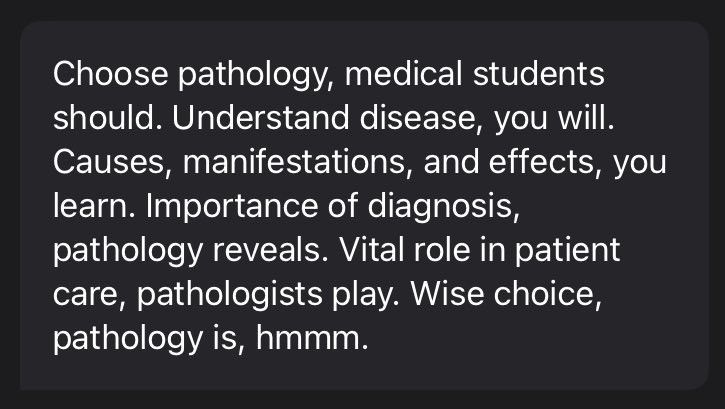 I asked #chatgpt to convince #MedicalStudents to consider #pathology, #Yoda style - you’re welcome #medstudenttwitter #Path2Path