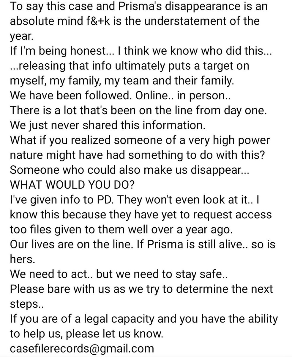 findprismareyes's tweet photo. Important updates...
We have to raise awareness for Prisma. She beyond deserves if. Unfortunately, I feel like she's being forgotten about... We need your help. 
@wfaa @TylerJankoski @wfaagmt  @Maria_NBC5 @DatelineNBC @dateline_keith @ewucrewofficial 
#findprisma #prismareyes https://t.co/gPiBRhW1aS