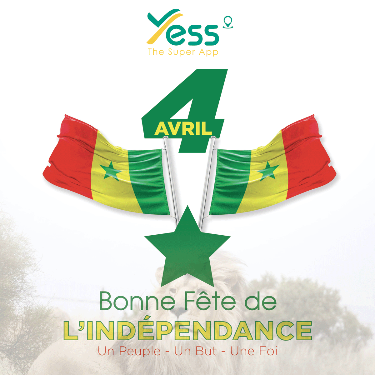 yess_app's tweet photo. Joyeuse fête de l'indépendance.
Grâce à la contribution de tous les grands hommes du Sénégal pour un avenir meilleur. Un Peuple - Un But - Une Foi https://t.co/HOg5eaYiJj