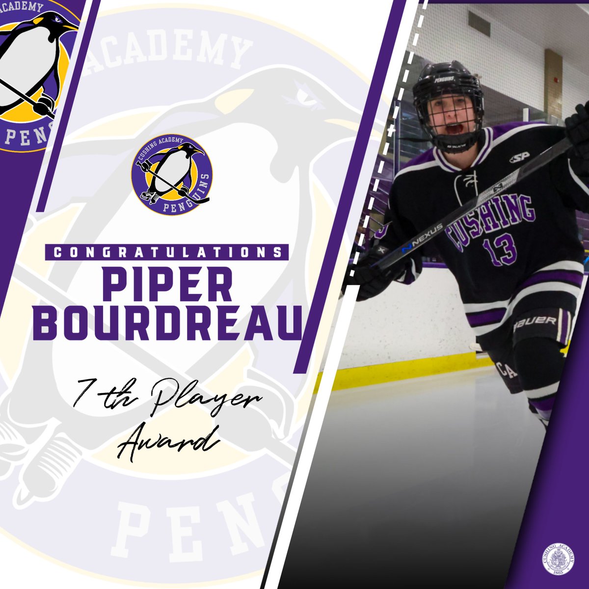 This years 7th Player Award goes to Senior, Forward, Piper Boudreau for her unselfish commitment to our program and her willingness to embrace any role we needed filled. Good luck at UNH next year. #family