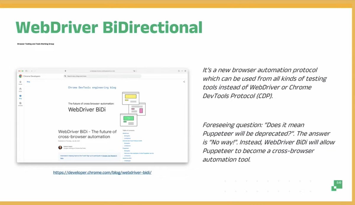 therunninglight's tweet photo. Shift from CDP to #BiDi is happening.

#crossbrowser #crossplatform #testing #cdp #remotecontrol #BiDirectional #WebDriver #puppeteer https://t.co/Nah7y01iLQ
