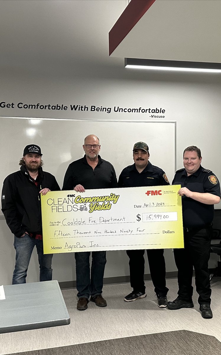 AgroPlus is very proud to support #Coaldale Fire Department this year with Clean Fields Community Yields #FMC Canada #AgroPlus