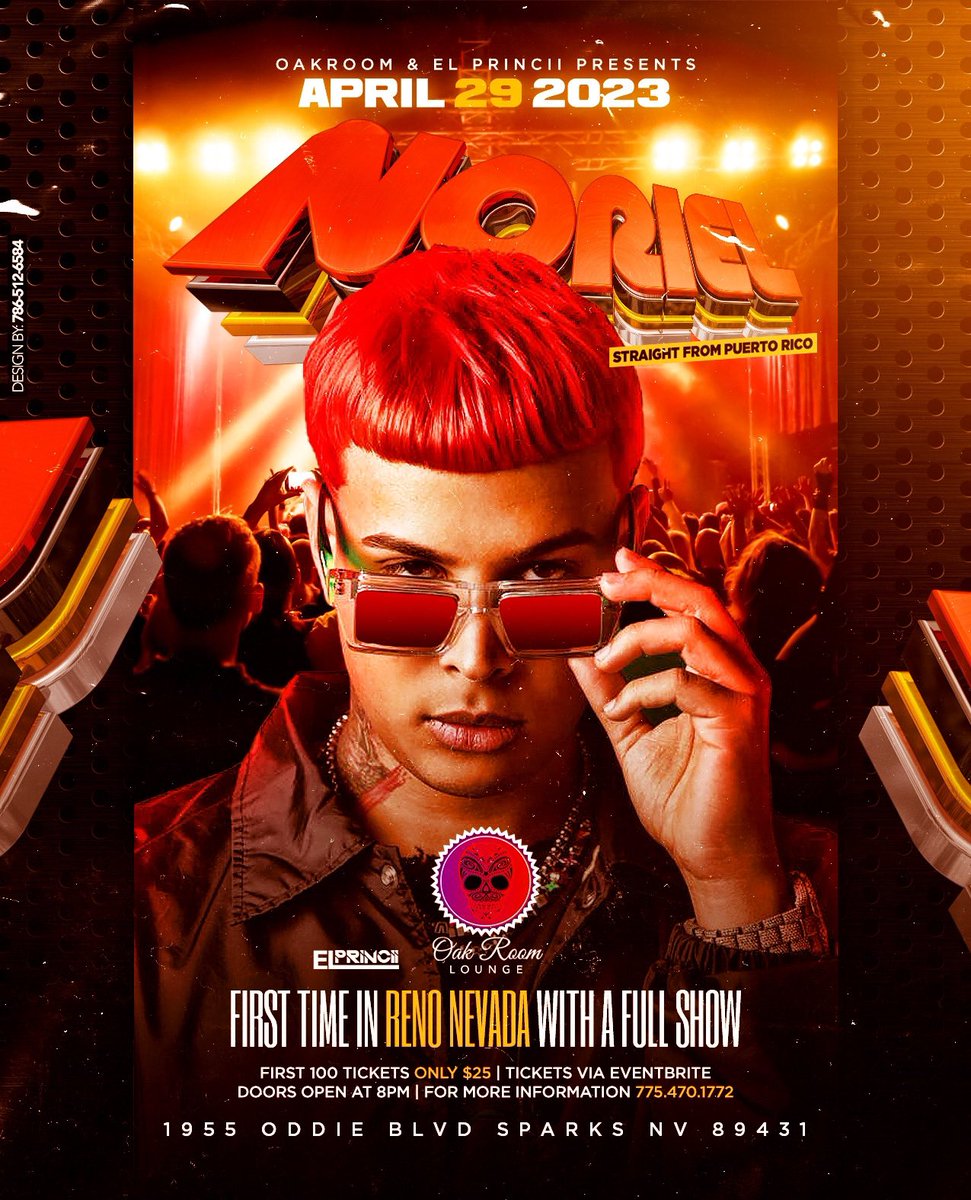 Noriel Live from Puerto Rico 🇵🇷 

For the first time in Reno, NV live at the Oak Room 

Tickets available at oakroomlounge.com