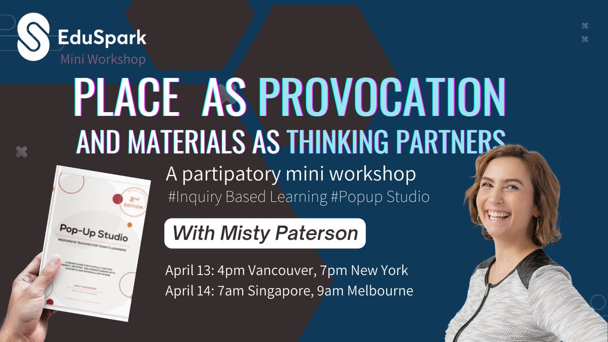 anmowat's tweet photo. Join @popupstudioed in a 30min workshop 'Place as Provocation &amp; Materials as Thinking Partners'! 
Discover sustainable ways to promote agency, artistry &amp; understanding through inquiry-based learning. 
#teacherPD #inquiry #edchat 

Register: https://t.co/0cJ1FJNSXj 

❤️ RTs 🙏🏼 https://t.co/er11fCDjSu