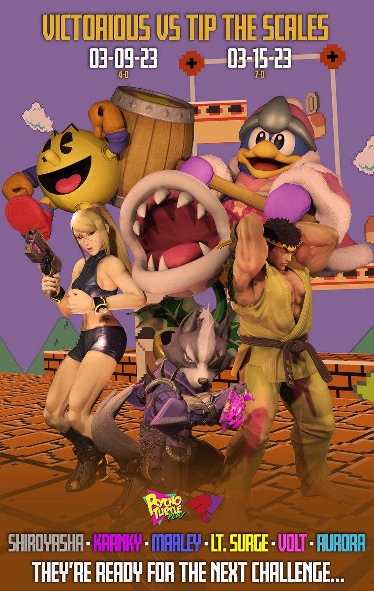 Big thank you to <a href="/KryZenGraphics/">KryZen Graphics</a> for designing this poster commemorating the POW?! Gaming Crew Battle team's victory last month over Team Tip the Scales!

@ShiroyashaSSB
<a href="/Kranky1_/">ØWL | Kranky</a> 
<a href="/marles93/">Marley 🫦</a> 
<a href="/salsadipserg/">Surge</a>
<a href="/TheKidVolt/">Volt</a> 
@AAH_RON