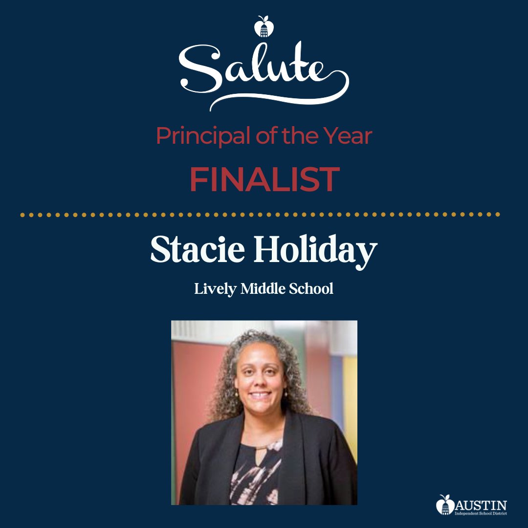 WeAreAISD's tweet photo. Sending all the #AISDjoy to Principal Stacie Holiday! What an exciting accomplishment! #AISDproud https://t.co/CUc9egzBb6