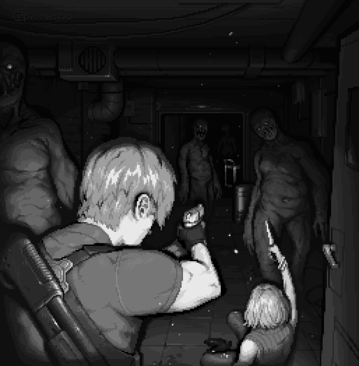 Pixelisha's tweet photo. Regeneradores #ResidentEvil4Remake #pixelart https://t.co/RPR4MIke1E