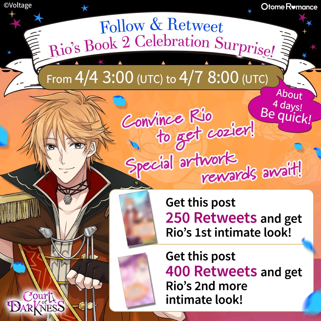 CourtDarkness's tweet photo. ✨Rio Book 2's Celebration Surprise✨

Meet the goal and get exclusive hot and fun artwork of Rio!🔥
Let's get cozy 😉

How to participate: 
1- Follow @CourtDarkness
2- Retweet this post until 4/7 8:00 (UTC)
3- Wait for the results! (1/2) https://t.co/pAffC0lEeb
