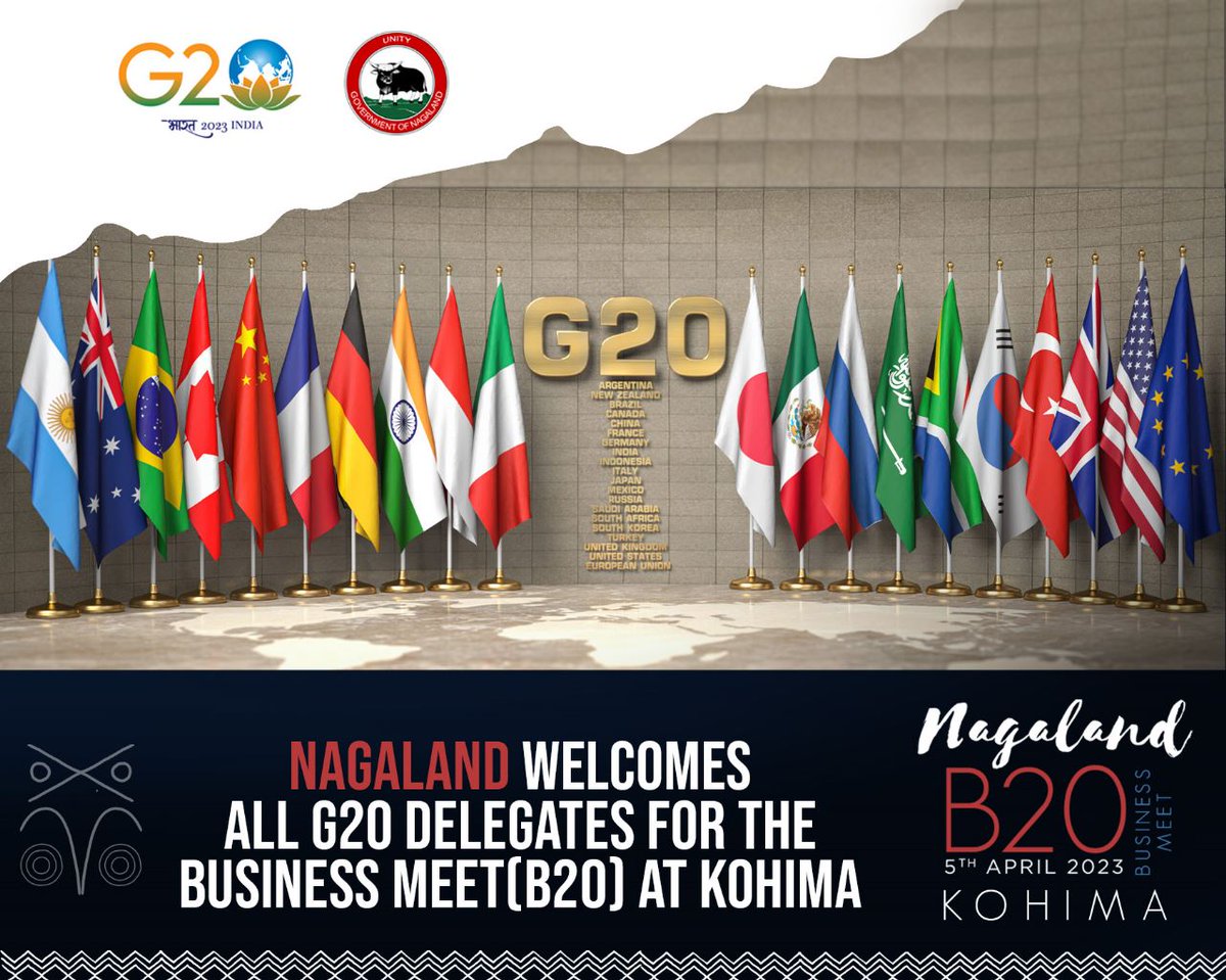 Nagaland Welcomes G20 delegates for the Business Meet (B20) at #Kohima
<a href="/g20org/">G20 South Africa</a> 
<a href="/b20/">B20South Africa</a> 
<a href="/Neiphiu_Rio/">Neiphiu Rio</a> 
<a href="/AlongImna/">Temjen Imna Along</a> 
@MhathungYantha2 
@hehdika 
@Hekani 
<a href="/k_salhoutuonuo/">Salhoutuonuo Kruse</a> 
<a href="/dipr_nagaland/">DIPR Nagaland</a>