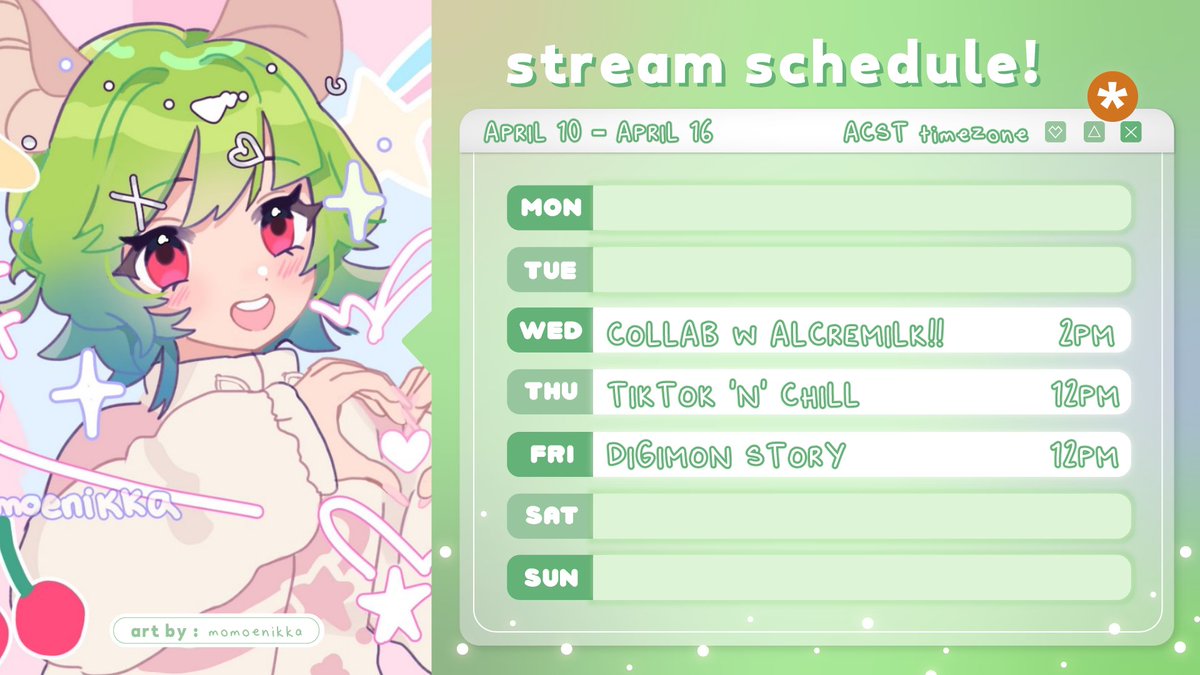 roriiexe's tweet photo. 𝐀𝐩𝐫𝐢𝐥 𝟏𝟎-𝟏𝟔 𝐒𝐜𝐡𝐞𝐝𝐮𝐥𝐞!!

I'm so excited for this week critters, you have no idea! 
My first ever collab stream with @alcremilk on Wednesday, we'll be drawing together!!

Gen - #errorCODIE
Live - #CodieLIVE
Clips - #CodieMoment
Art - #codiecore https://t.co/p6JSgkzPng
