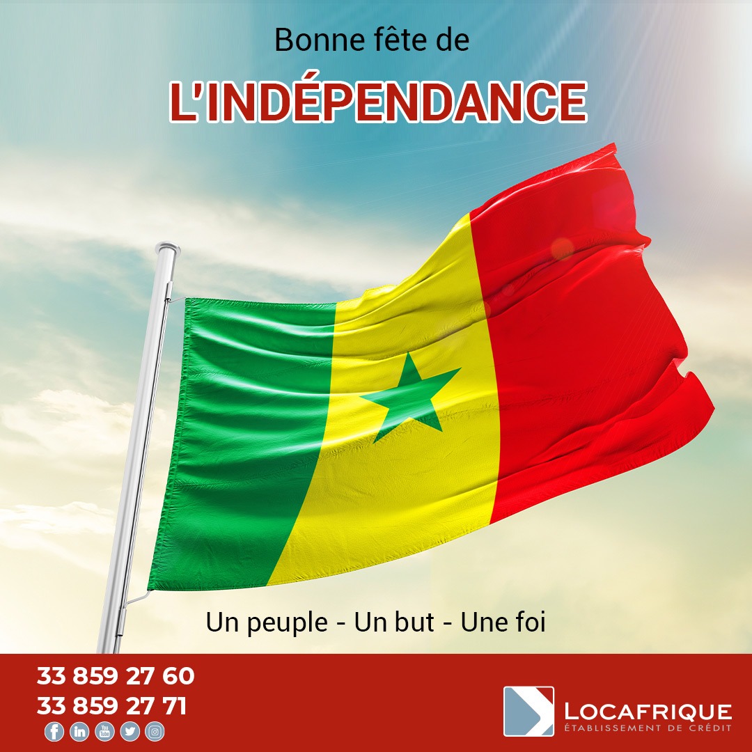 Un peuple, Un but, Une foi.
Bonne fête de l’indépendance à toute la nation sénégalaise. 🇸🇳

#Locafrique #Financememt #PME #independanceday #63ans #Senegal