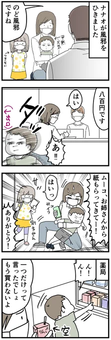 魔の2歳児がトレンド入りしてるけど、頑張って頑張ってこれ。(うちの子が2歳の時の漫画です)
言い聞かせ、誘導、褒める、叱咤、何してもダメ。聞き分けの良い子や大人しい子は元々の性格。
言い聞かせを続けてると成長とともにおさまってきます。通過点なんです。 