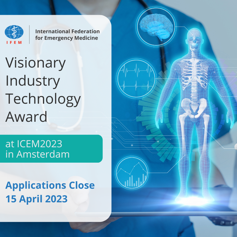 The International Federation for Emergency Medicine in collaboration with the 2023 International Conference on Emergency Medicine Local Organizing Committee, are excited to announce the inaugural Visionary Industry Technology Award. Learn more and apply: ifem.cc/icem_2023_vita…