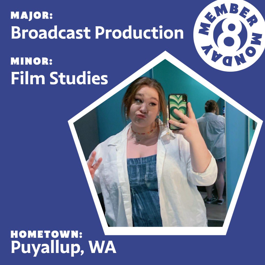It’s the best day of the week, #MemberMonday !!
This monday we are honoring, Abby Gurr!
Abby is a freshman from Puyallup, WA. She is a broadcast production major with a film studies minor. Abby’s dream job is to be a filmmaker! #Cable8 #MemberMonday #cablegr8