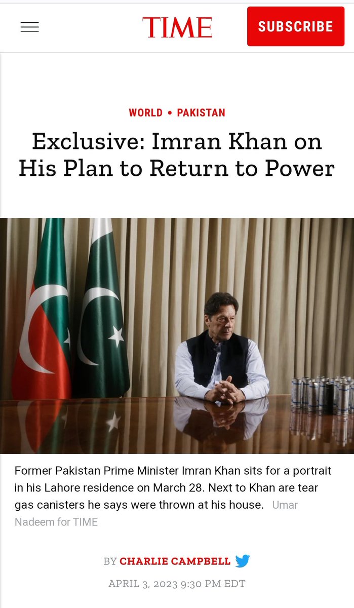 Just IN:— Ousted Pakistan PM Imran Khan features on the cover of  Time Magazine.