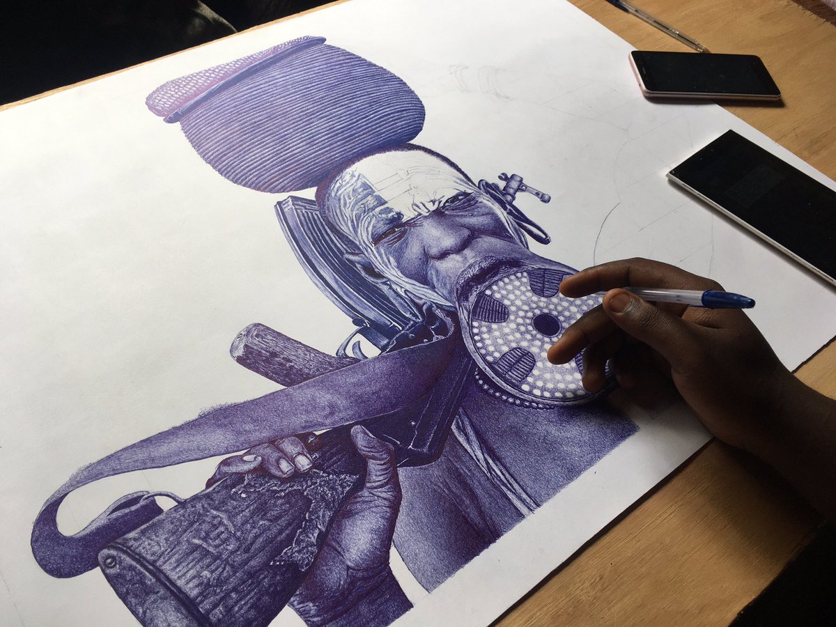 'ROOTS II'
progress shot
Blue pen artwork on manilla paper
Size:60cm×77cm

#art #artwork #artofinstagram #artoftheday #artgallery #chamzimu #mursi #mursitribe #omovalley #ethiopia #africa #travelphotography #tanzania #arusha @drawing_explor