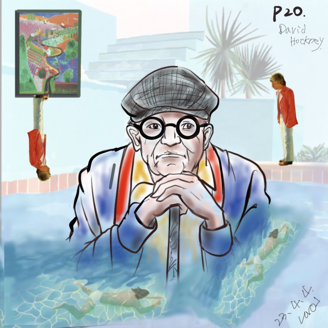 P20. David Hockney 하다보니 이리 됐네 .. 호크니님에게 혼날래나.. 수영장 그림 너무 유명해서 안올렸어요 너무 좋아해요~♡♡ #유락서바이벌드로잉챌린...