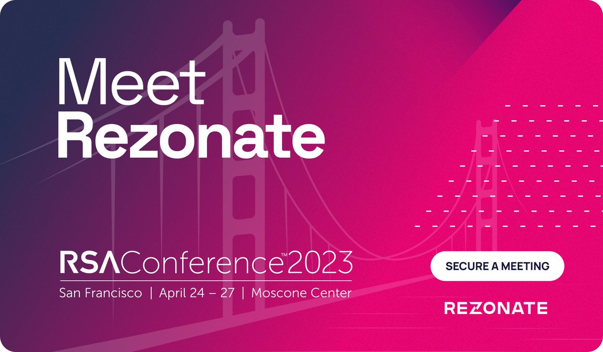 RezonateSec's tweet photo. 📢 Want a faster and simpler way to detect, limit, and stop compromised identity risk?

Want to learn how you can start doing it today? See a live Identity attack simulation AND win prizes? Let's go!

Rezonate will be at RSA Conference 2023.

https://t.co/4kQgndqiWA https://t.co/xDDfK2ak62