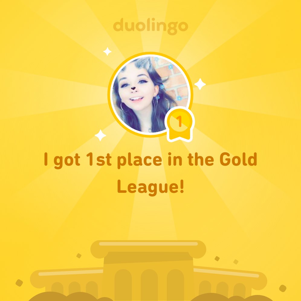Kitty1636's tweet photo. I finished 1st place in Gold League on @Duolingo! https://t.co/EHG0Pj5cjO
