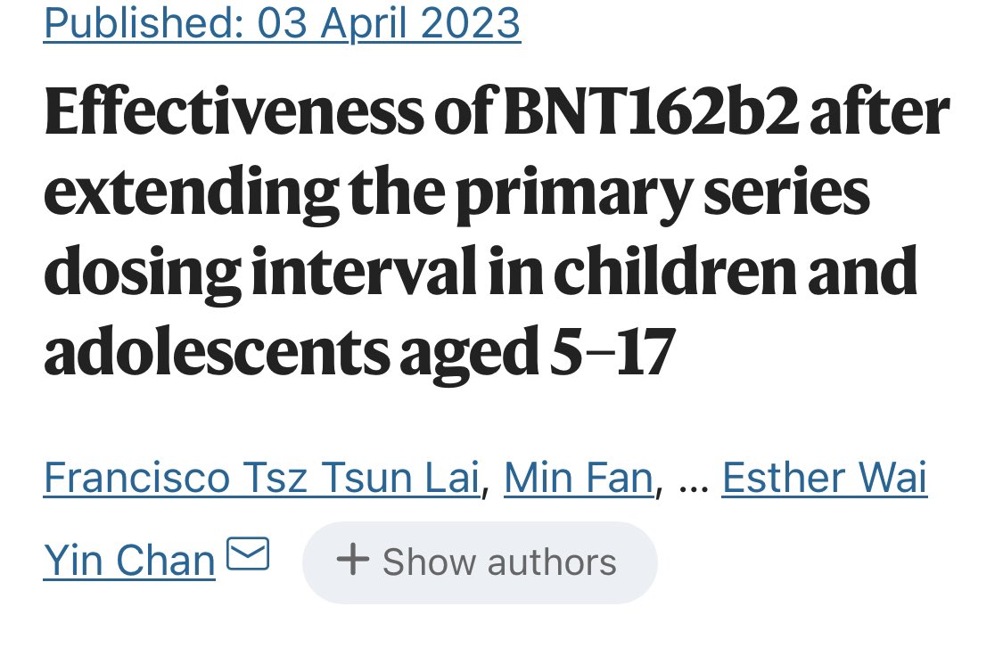 drkalai61's tweet photo. Hong Kong case-control study showed extending dosing interval of 4 weeks or more of #BNT162b2 has greater effectiveness against #SARSCoV2 infection in children and adolescents.
#PICKids @KKMPutrajaya was set at 8-week interval.
https://t.co/Usl0GNDLg0 https://t.co/oOej3qNtpj