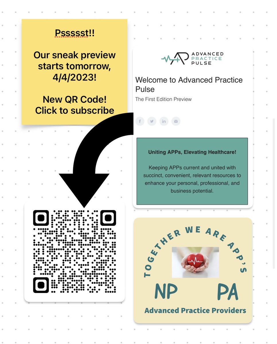 'The Sneak Peek' launches tomorrow! Subscribe to join the greatest (or only) newsletter by Advanced Practice Professionals (APPs)... FOR Advanced Practice Professionals, aspiring APPs.... or anyone else looking to see what we are all about! #advancedpracticeproviders #RN #PA #NP
